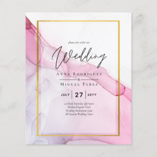 LeahG PINK Purple Ink Abstract Wedding INVITE Flyer
