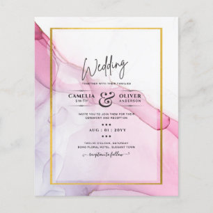 LeahG PINK Purple Ink Abstract Wedding INVITE Flyer