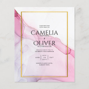 LeahG PINK Purple Ink Abstract Wedding INVITE Flyer