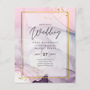 LeahG Pink Purple Lavender Gold INK Wedding INVITE Flyer