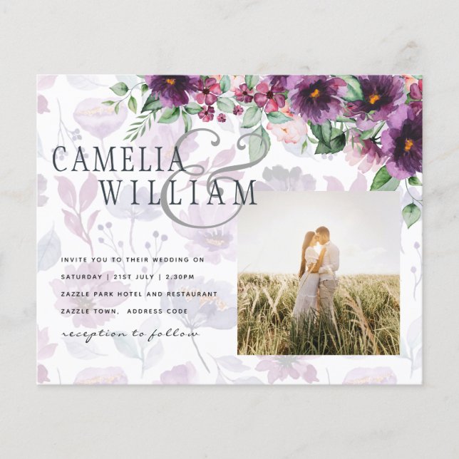 LeahG Plum Purple Berry Floral Wedding Fall Winter Flyer (Front)