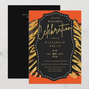 LeahG Pretty Girly Bachelorette Glam Animal Prints Invitation