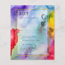 LeahG Rainbow Pride Alcohol Ink Weddin RSVPg