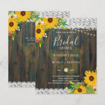 LeahG Rustic Sunflowers Lace Bridal Shower Invite