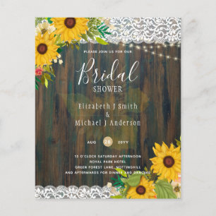 LeahG Rustic Sunflowers Lace Bridal Shower Invite Flyer