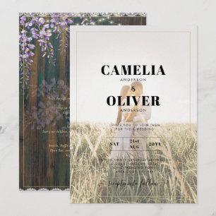 LeahG Rustic WISTERIA Lace Floral Wedding INVITE