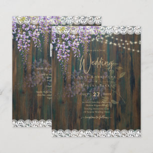 LeahG Rustic WISTERIA Lace Floral Wedding INVITE
