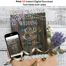 LeahG Rustic WISTERIA Lace Floral Wedding INVITE