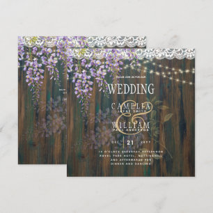 LeahG Rustic WISTERIA Lace Floral Wedding INVITE