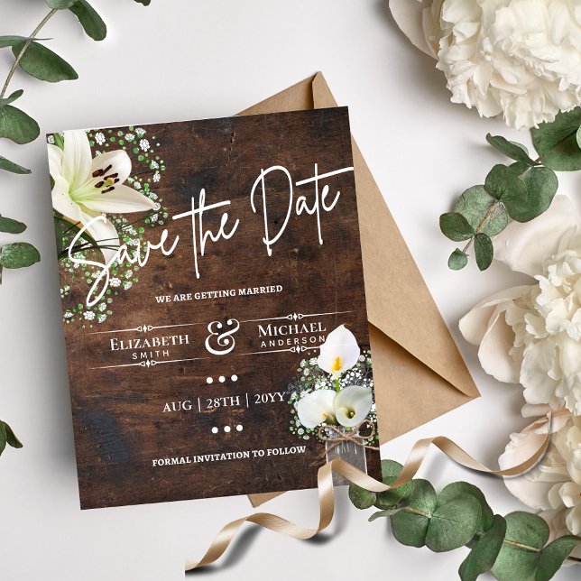 LeahG Save The Date Cala Lillies Rustic (Creator Uploaded)