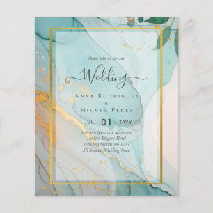 LeahG Sea Glass Teal Gold INK Wedding INVITE Flyer