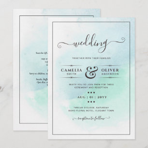LeahG Sea Glass Turquoise Teal Blue Wedding INVITE
