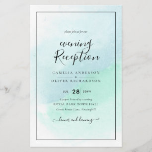 LeahG Sea Glass Turquoise Teal Blue Wedding INVITE Flyer