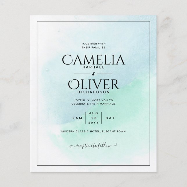 LeahG Sea Glass Turquoise Teal Blue Wedding INVITE Flyer (Front)