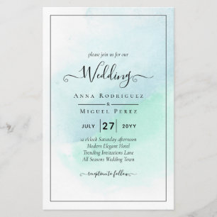 LeahG Sea Glass Turquoise Teal Blue Wedding INVITE Flyer