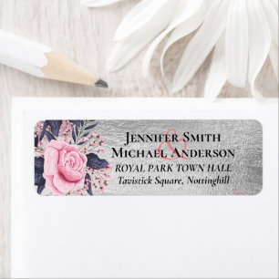 LeahG Silver Navy Rosegold PInk Floral Wedding