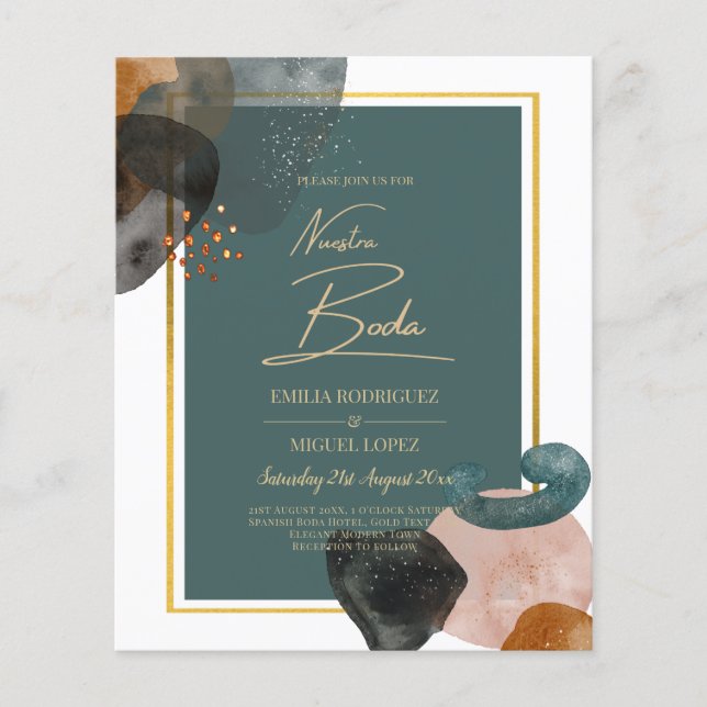 Leahg TEAL EARTH TONES WEDDING INVITE QR Code Flyer (Front)