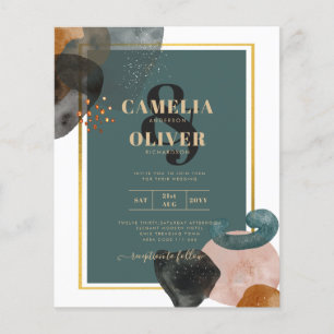Leahg TEAL EARTH TONES WEDDING INVITE QR Code Flyer