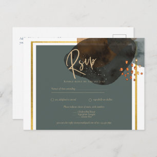 Leahg TEAL EARTH TONES WEDDING INVITE QR Code Postcard