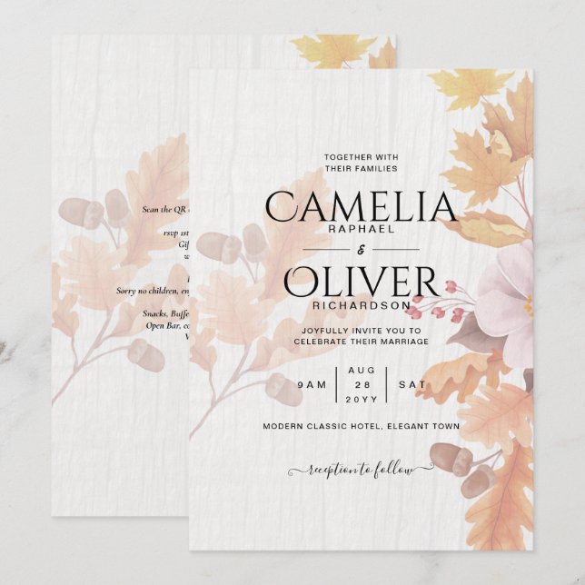 LeahG Terracotta Automne part Mariage Invitation (Devant / Derrière)