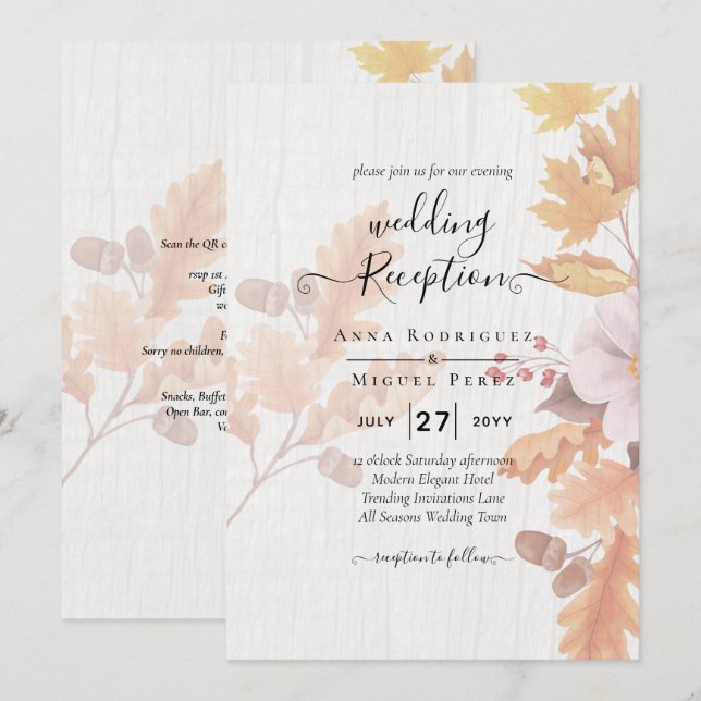 LeahG Terracotta Automne part Mariage Invitation (Devant / Derrière)