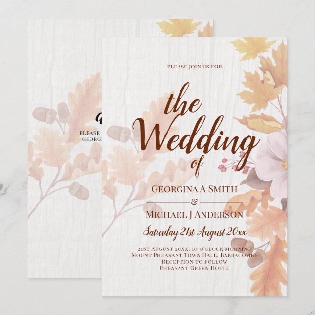 LeahG Terracotta Automne part Mariage Invitation (Devant / Derrière)