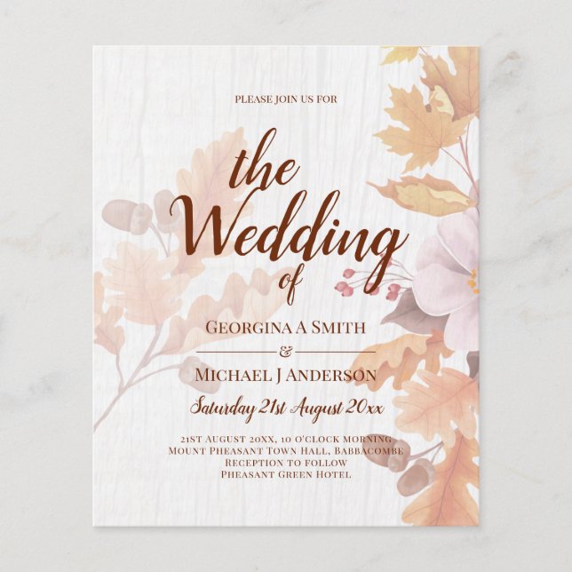 LeahG Terracotta Fall Leaves Wedding Invite Flyer (Front)