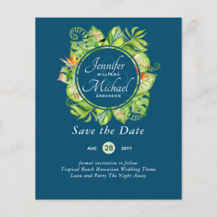 LeahG Tropical Leaves Beach Wedding Save the Date