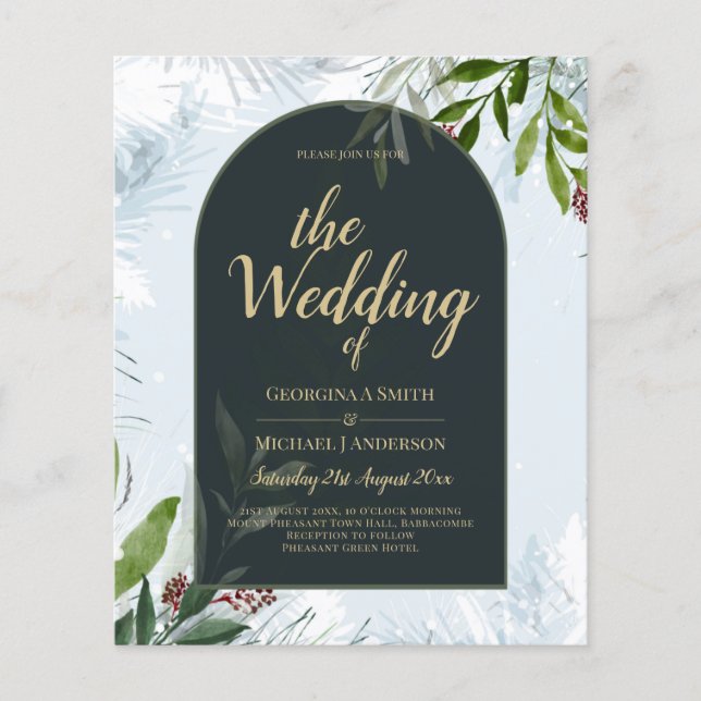 LeahG Winter Wedding Aqua Blue Green INVITE (Front)
