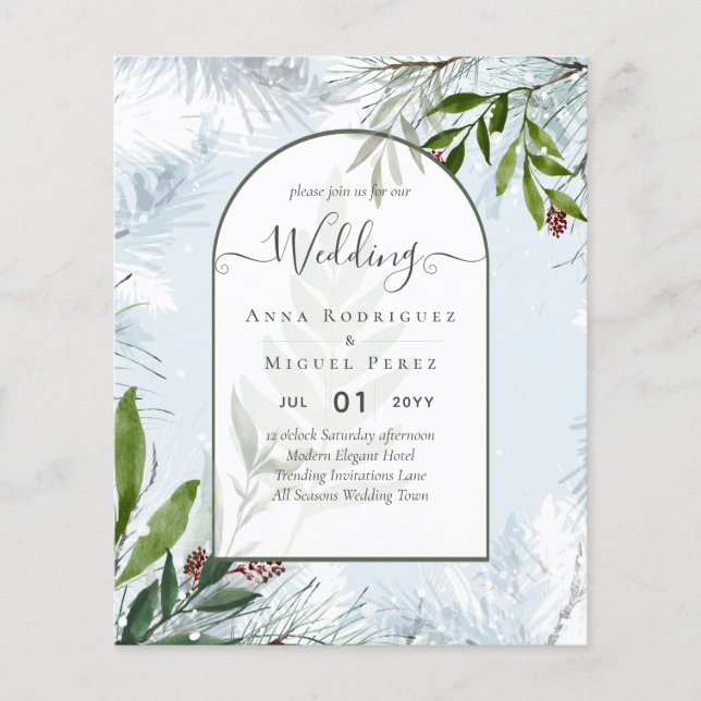 LeahG Winter Wedding Aqua Blue Green INVITE Flyer (Front)