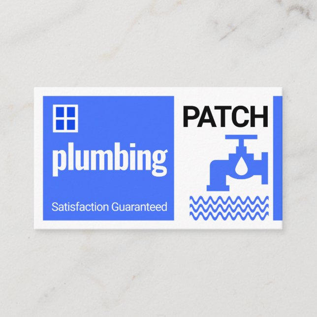 Leaking Blue Faucet Home Building Blocks Business Card (Front)