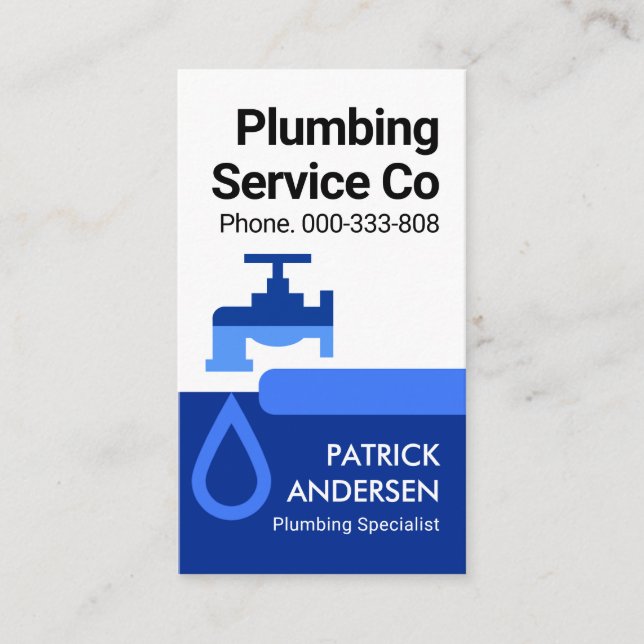 Leaking Faucet Blue Tab Layers Business Card (Front)