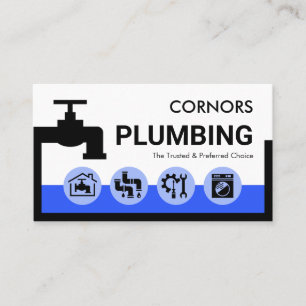 Leaking Faucet Blue Water Frame Business Card