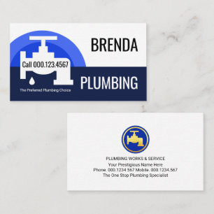 Leaking Faucet Blue Water Waves Business Card