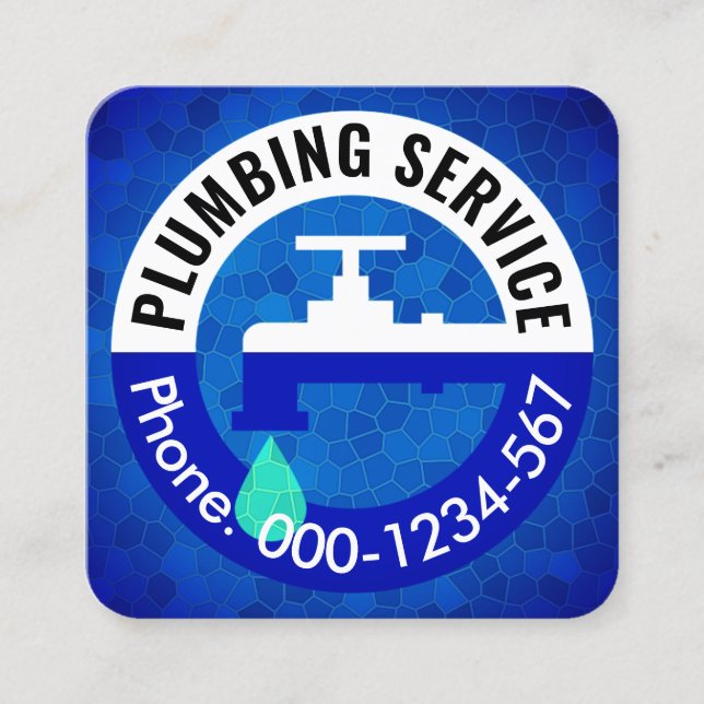Leaking Faucet In Crystal Water Square Business Card (Front)