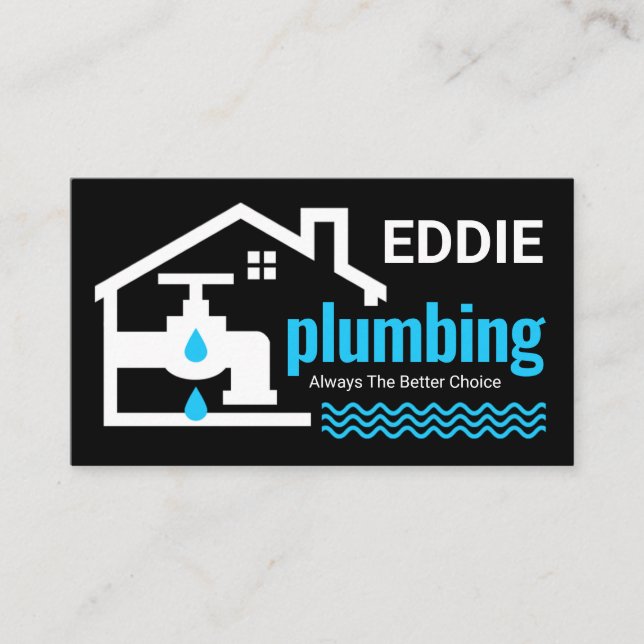 Leaking Faucet Under Building Plumber Business Card (Front)