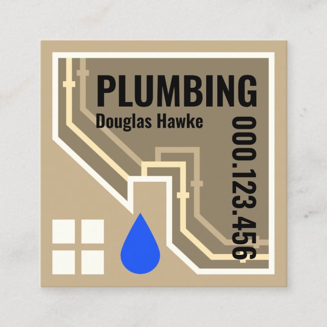 Leaking Pipes Home Frame Square Business Card (Front)