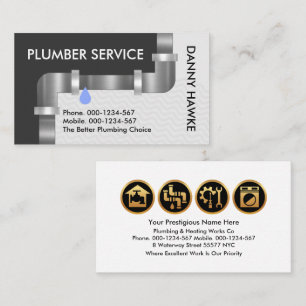 Leaking Plumbing Pipe Plumber Service Business Card