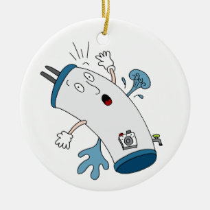 Leaking Water Heater Cartoon Ceramic Ornament