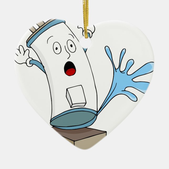 Leaking Water Heater Cartoon Ceramic Ornament (Front)