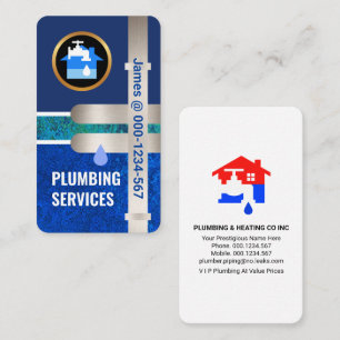 Leaking Water Pipes Rising Blue Flood Water Business Card