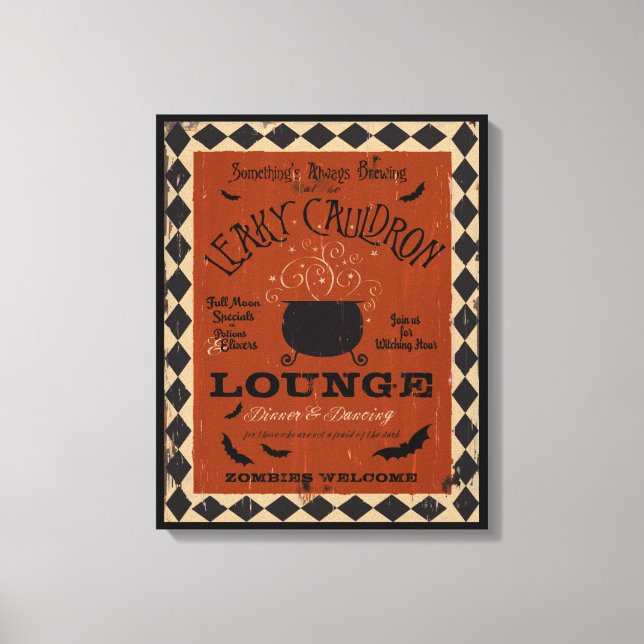 Leaky Cauldron Lounge Mason Halloween Art Canvas Print (Front)