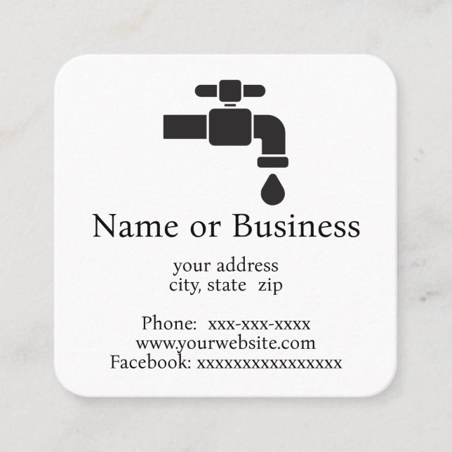 Leaky faucet square business card (Front)