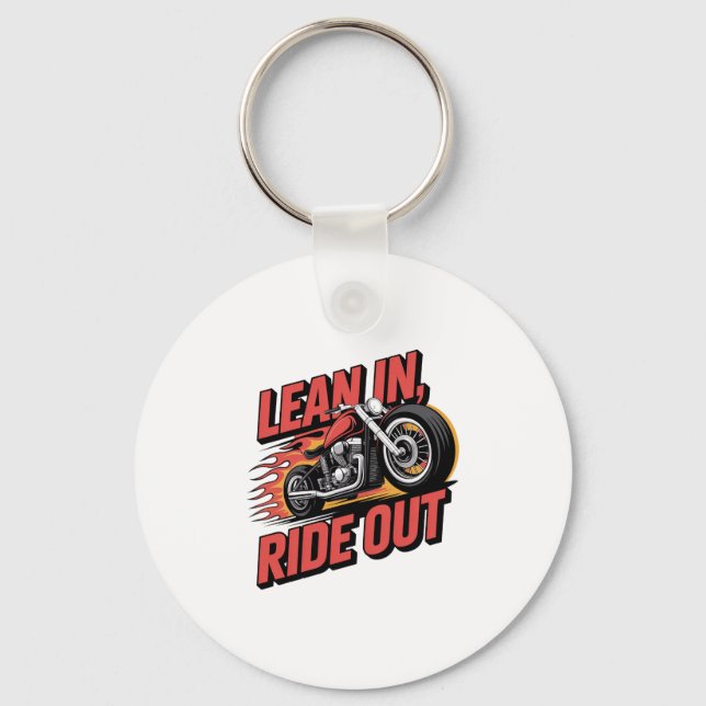 Lean in Ride out, Vintage Biker Keychain (Front)