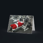 Lean & Mean Santa - Funny Silly Joke Christmas Holiday Card<br><div class="desc">This fun,  joke design features photo of Santa at the gym,  lifting weights. Perfect for a personalized business holiday card for a personal trainer,  fitness center,  gym,  weightlifter,  or sports equipment manufacturer.</div>