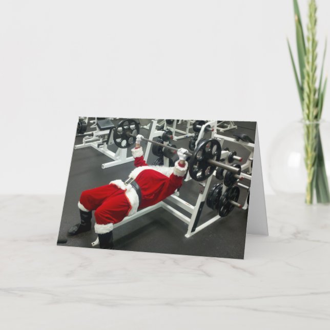 Lean & Mean Santa - Funny Silly Joke Christmas Holiday Card (Front)