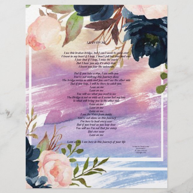 Lean On Me Watercolor Floral Paper (Front)