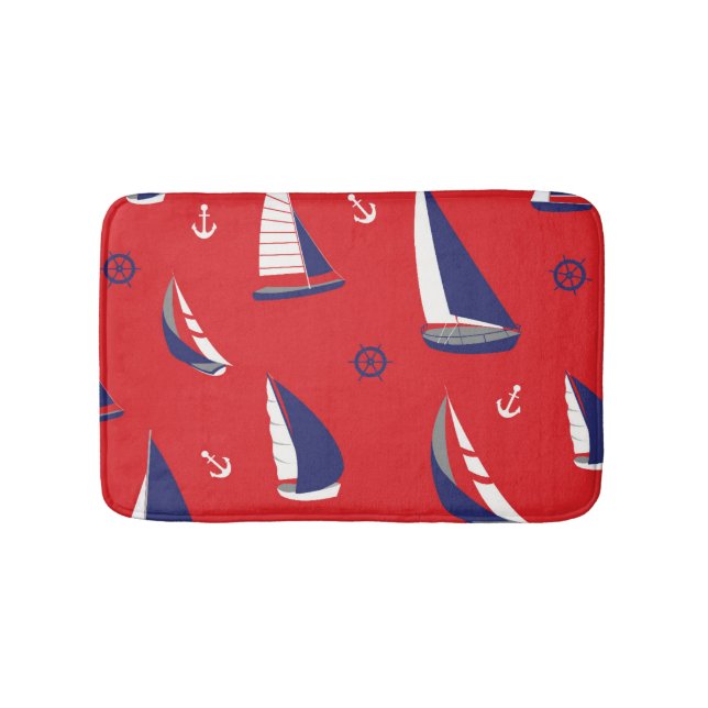 Lean Sailboat Pattern Bath Mat (Front)