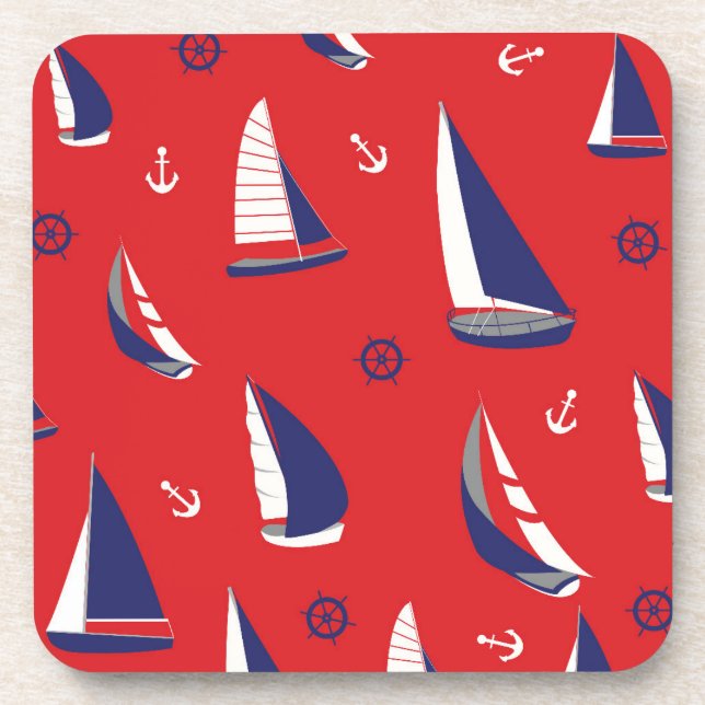 Lean Sailboat Pattern Coaster (Front)