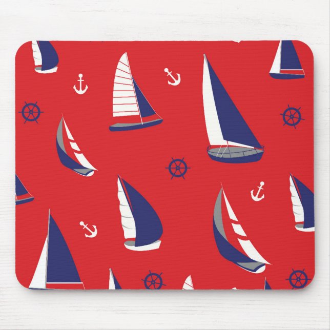 Lean Sailboat Pattern Mouse Pad (Front)